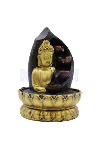 Fuente de agua de sobremesa - 30 cm - Buda dorado y jarrones