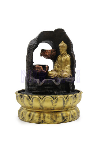 Fuente de agua de sobremesa - 30 cm - Buda dorado meditando