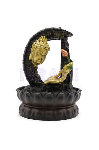 Fuente de agua de sobremesa - 30 cm - Buda dorado y loto