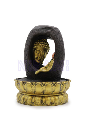 Fuente de agua de sobremesa - 30 cm - Buda dorado y Vitarka Mudra