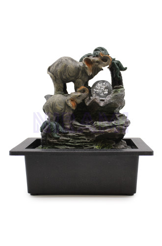 Fuente de agua de sobremesa - 30 cm - Familia de elefantes