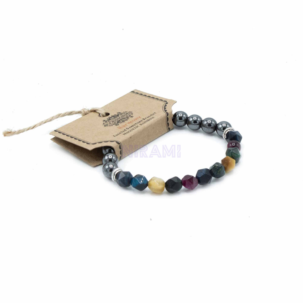 Arcoiris Pulsera de Piedra Preciosa Tallada - Magnético