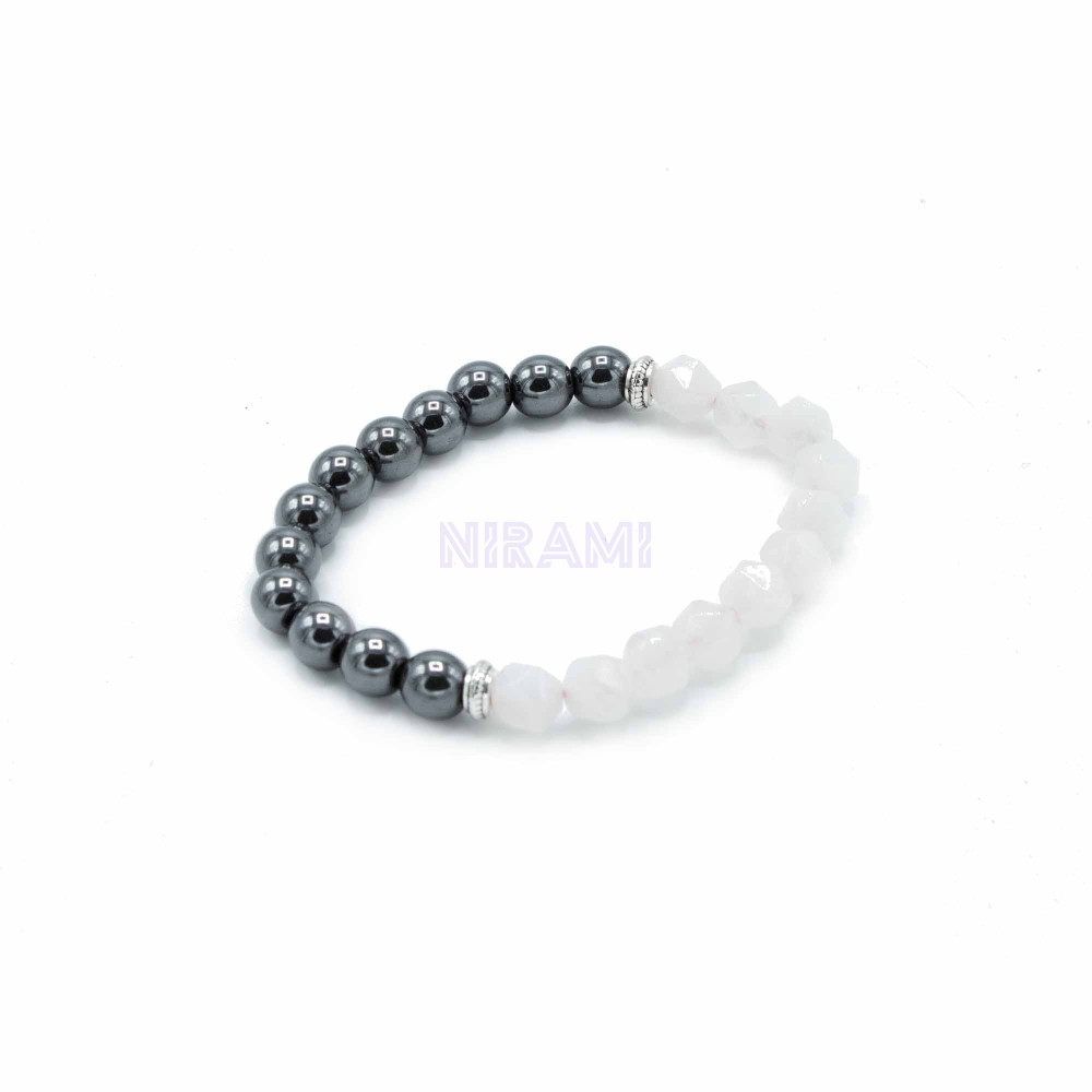Cuarzo Rosa Pulsera de Piedra Preciosa Tallada - Magnético