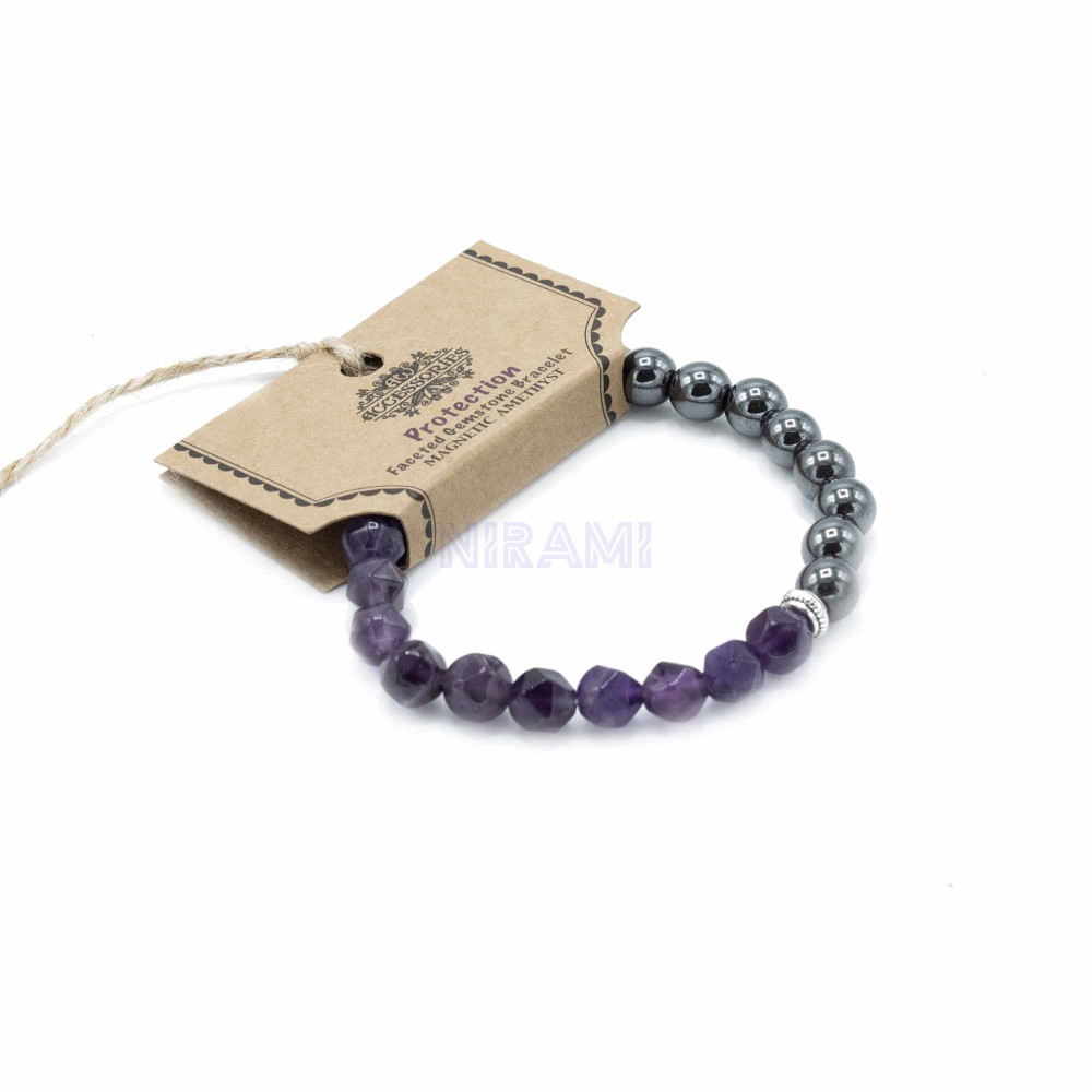 Amatista Pulsera de Piedra Preciosa Tallada - Magnética