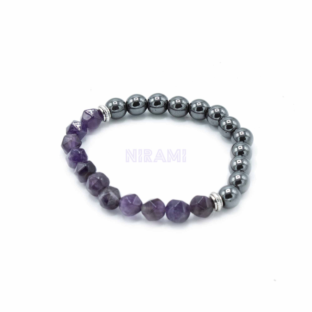 Amatista Pulsera de Piedra Preciosa Tallada - Magnética
