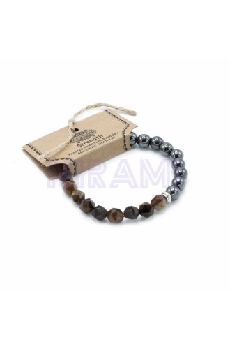Ojo de Tigre Pulsera de Piedra Preciosa Tallada - Magnético