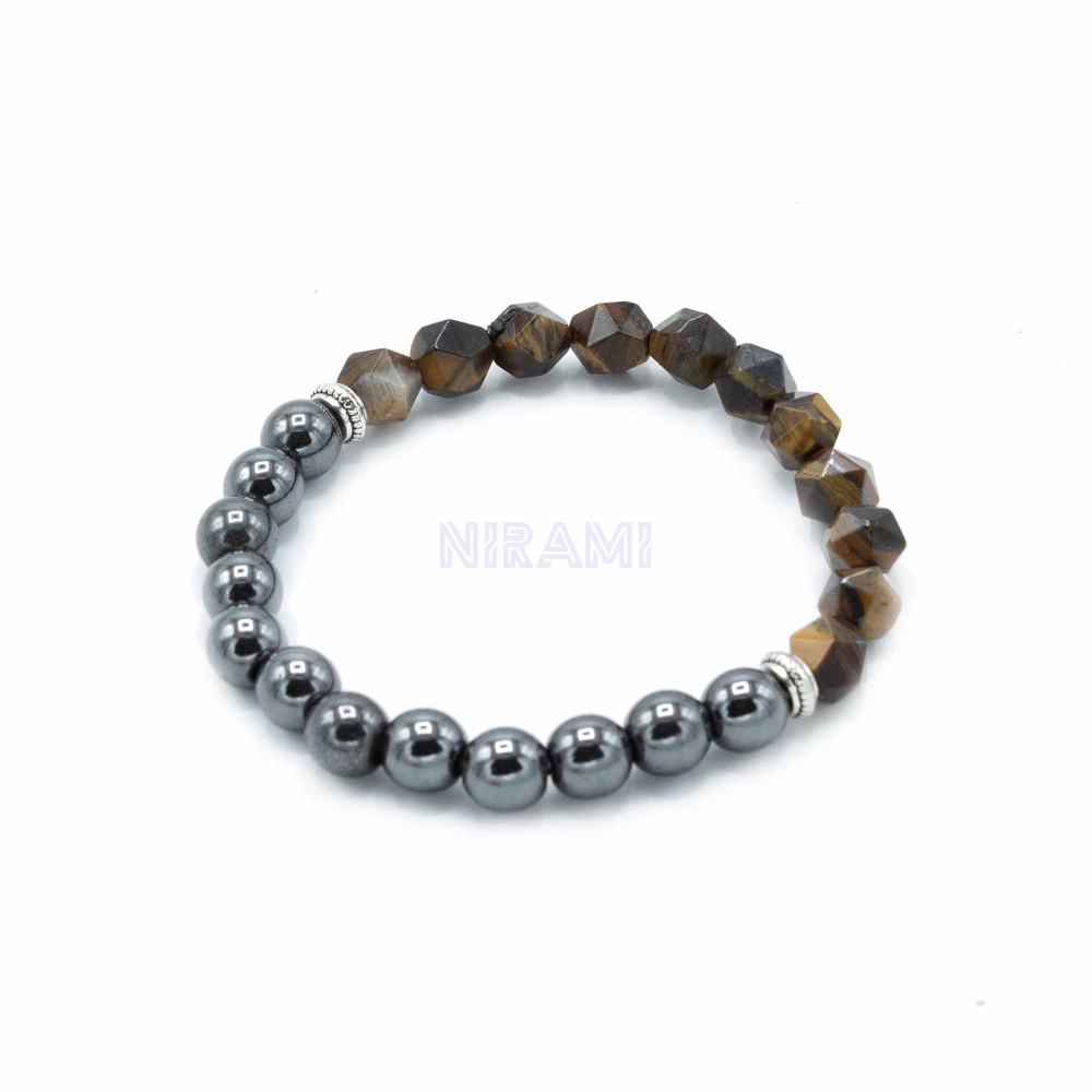 Ojo de Tigre Pulsera de Piedra Preciosa Tallada - Magnético