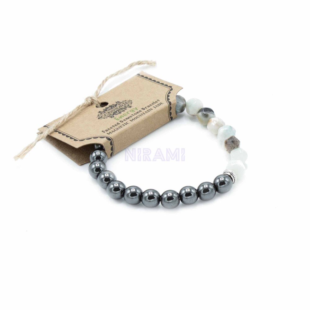Jade Mountain Faceted Gemstone Bracelet - Magnetic 