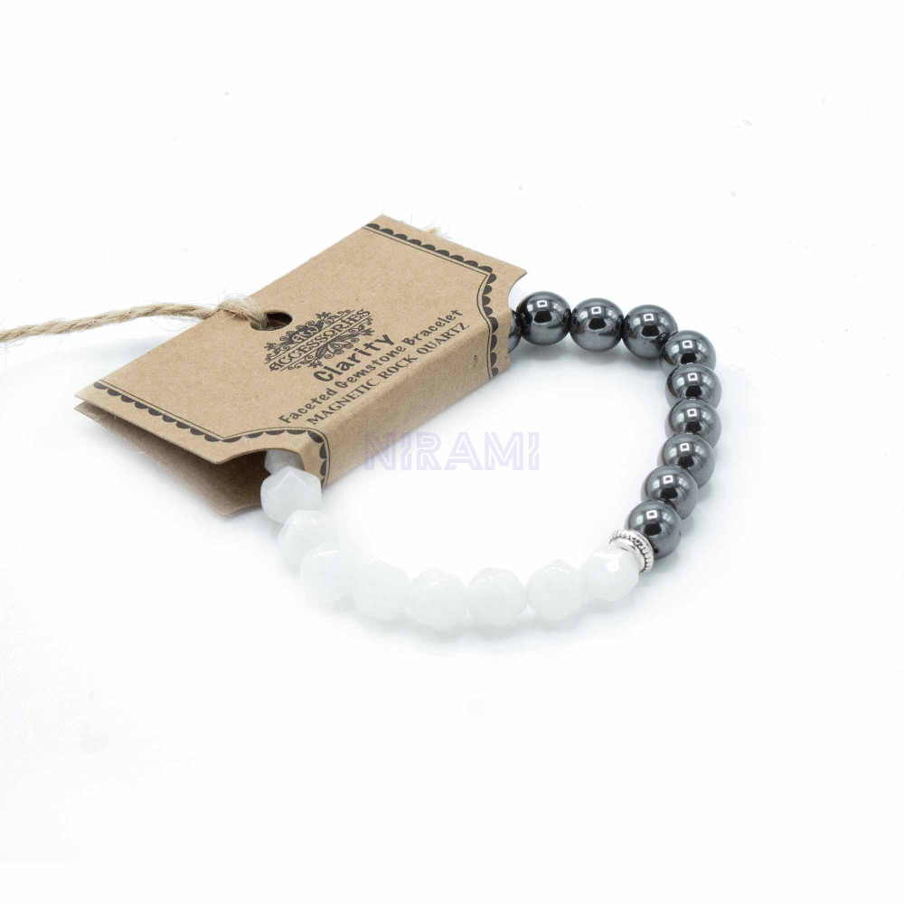Piedra de Cuarzo Pulsera de Piedra Preciosa Tallada - Mágnetico