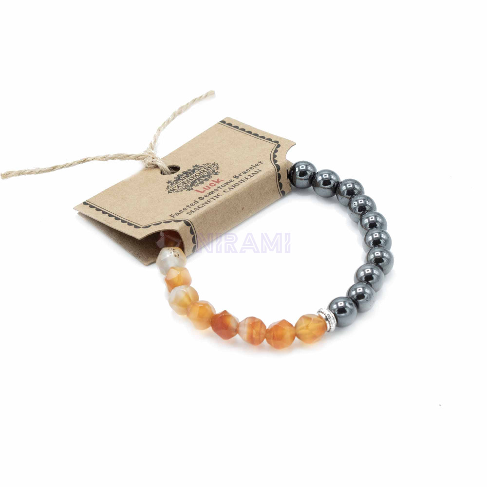 Cornalina Pulsera de Piedra Preciosa Tallada - Magnético