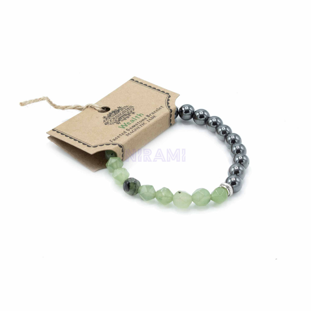 Jade Faceted Gemstone Bracelet - Magnetic 
