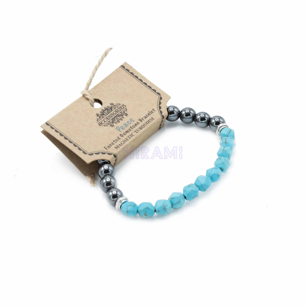 Turquoise Faceted Gemstone Bracelet - Magnetic 