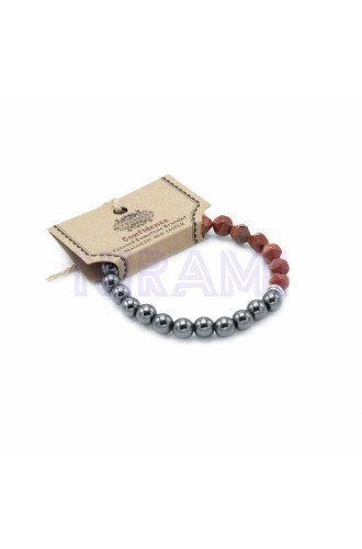 Jaspe Rojo Pulsera de Piedra Preciosa Tallada - Magnético
