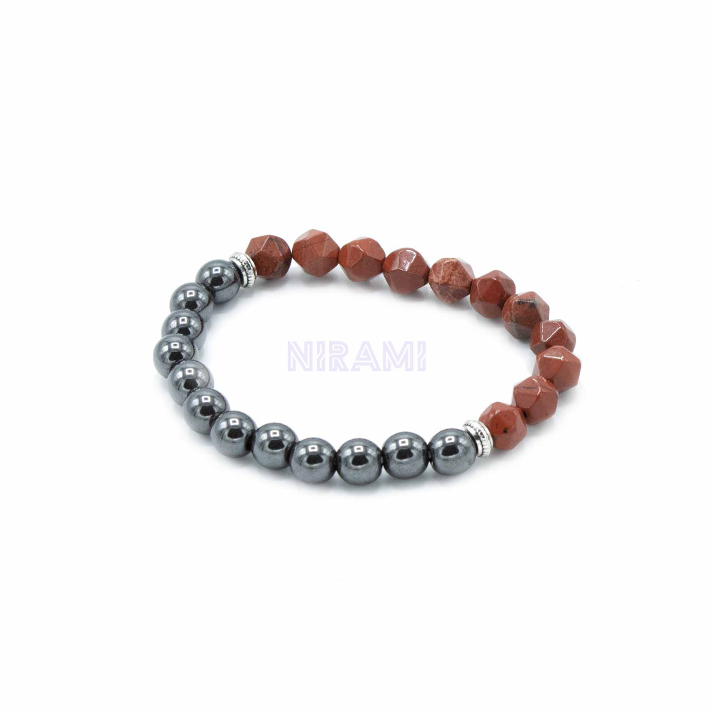 Red Jasper Faceted Gemstone Bracelet - Magnetic 