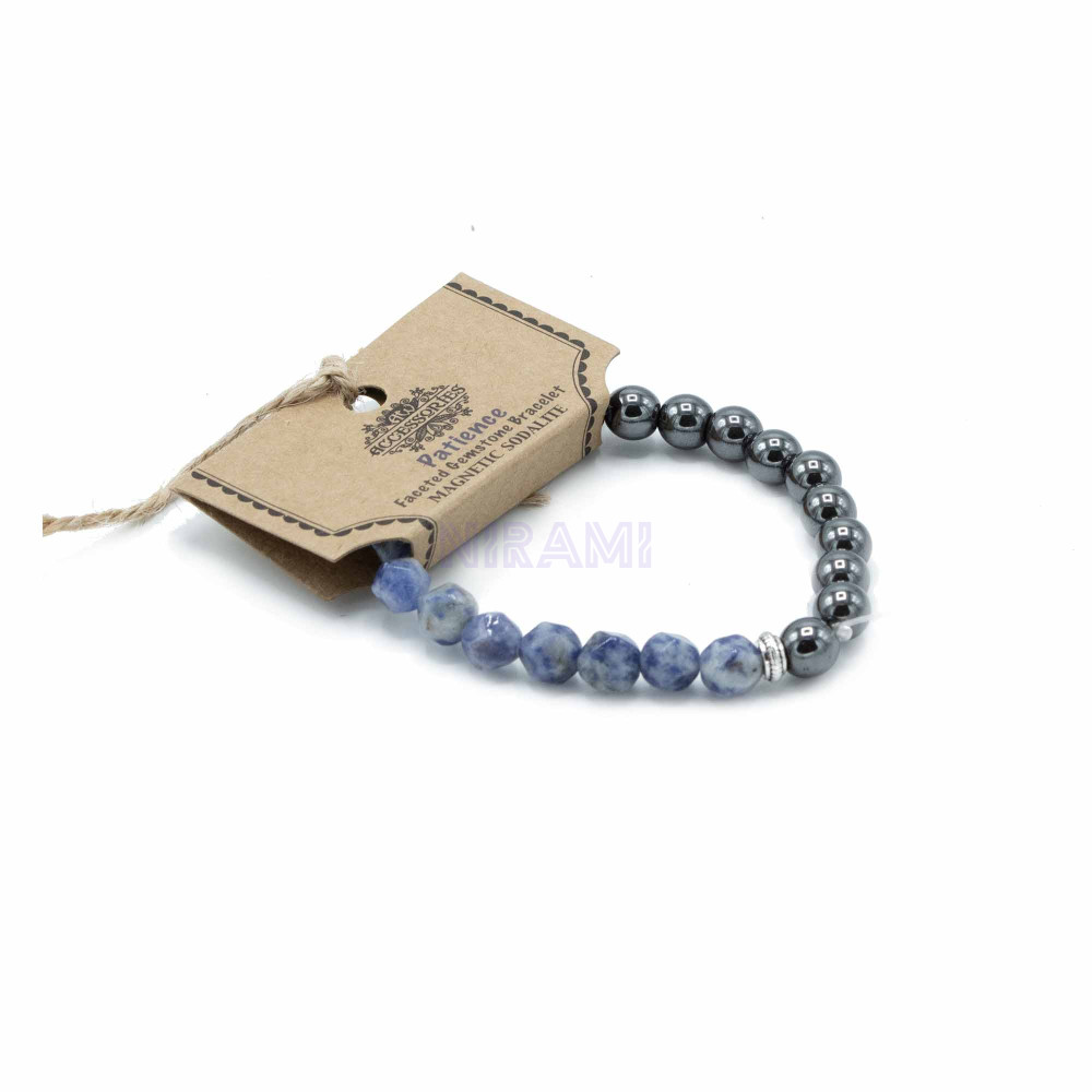 Sodalite Faceted Gemstone Bracelet - Magnetic 
