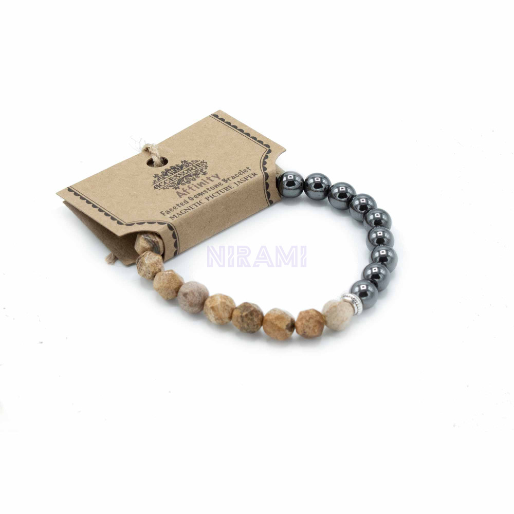 Jaspe Rayado Pulsera de Piedra Preciosa Tallada - Magnético