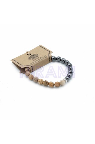 Jaspe Rayado Pulsera de Piedra Preciosa Tallada - Magnético