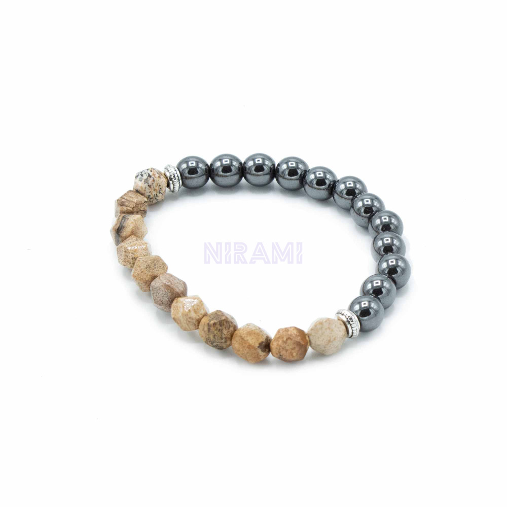 Jaspe Rayado Pulsera de Piedra Preciosa Tallada - Magnético