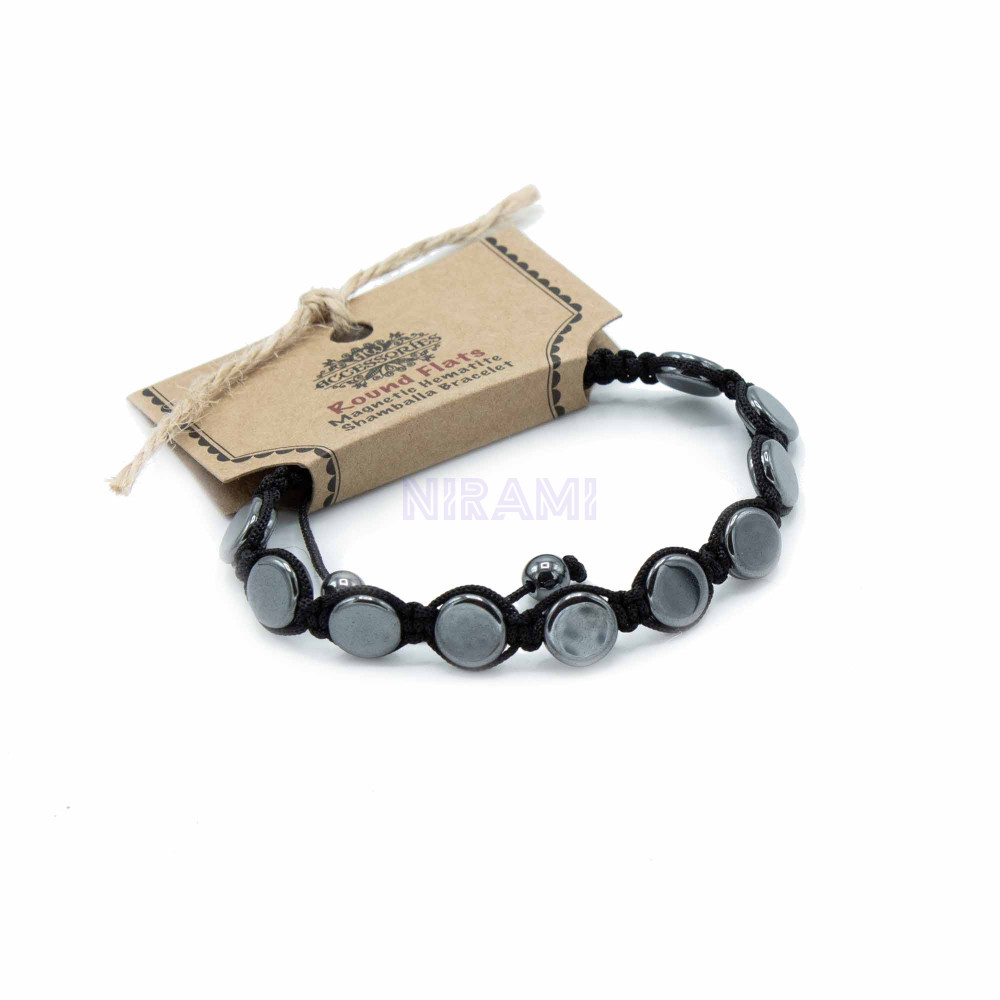 Círculos Planos Pulsera Magnética Shamballa de Hematita