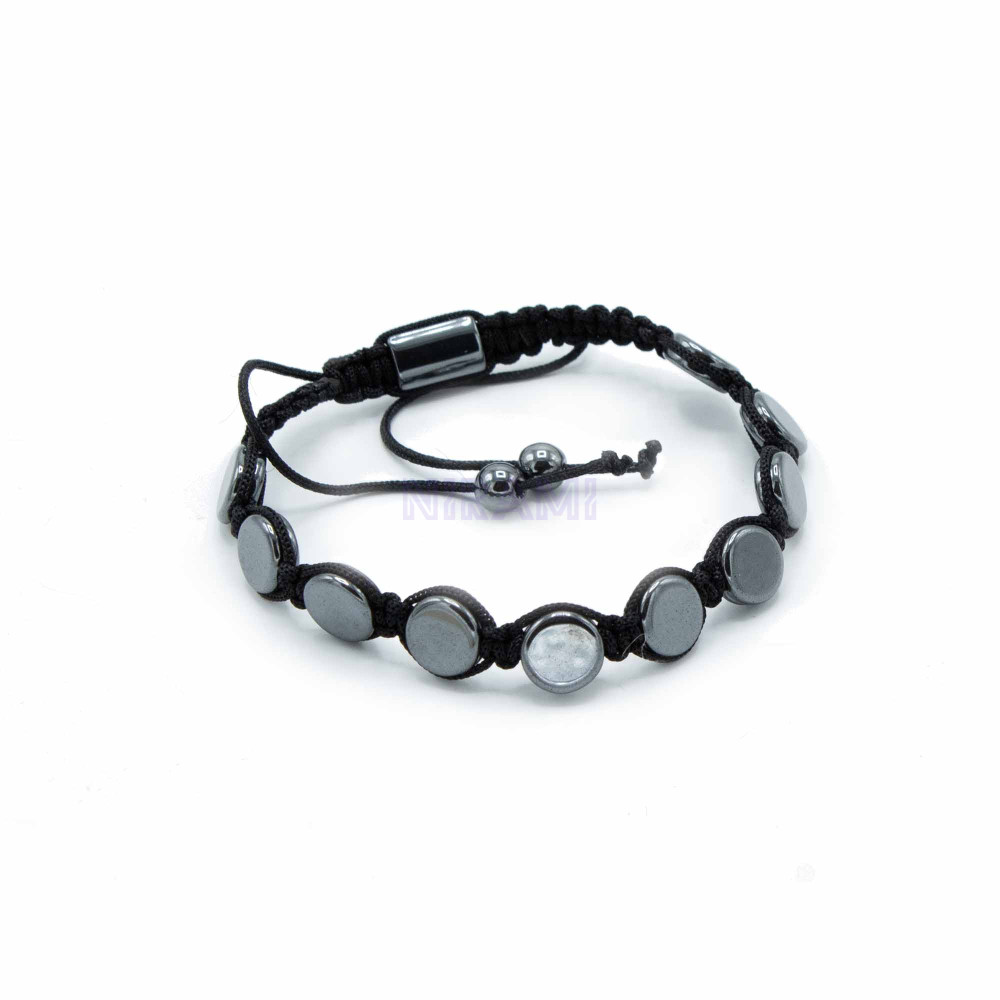 Círculos Planos Pulsera Magnética Shamballa de Hematita