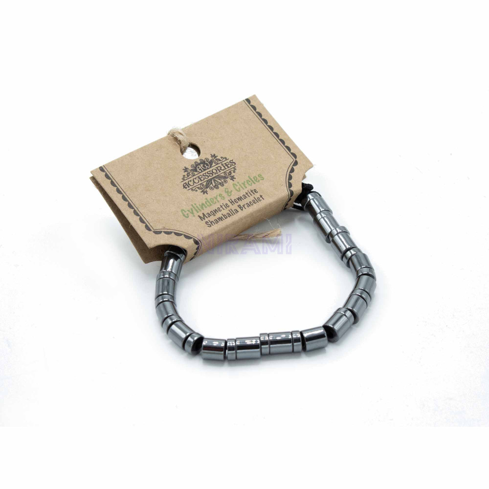 Círculos y Cilindros Pulsera Magnética Shamballa de Hematita 