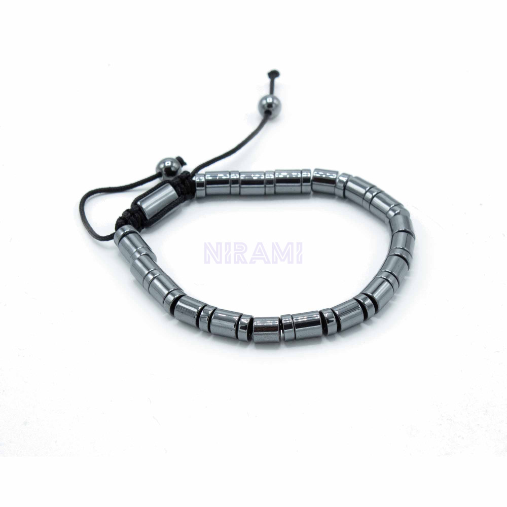 Círculos y Cilindros Pulsera Magnética Shamballa de Hematita 