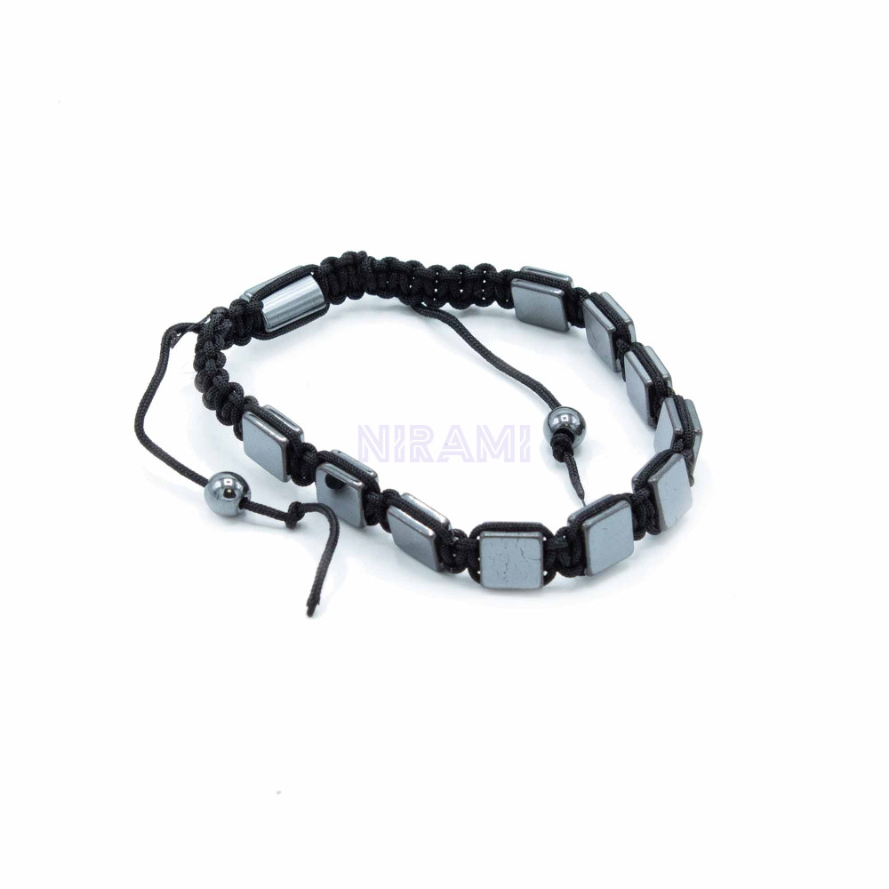 Flat Cubes Magnetic Hematite Shamballa Bracelet