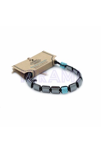 Turquoise Cuboids Magnetic Hematite Shamballa Bracelet 