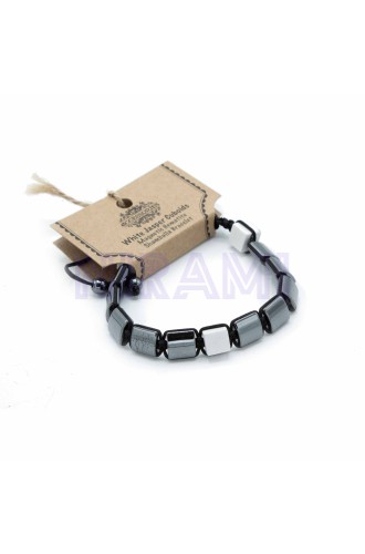 White Jasper Cuboids Magnetic Hematite Shamballa Bracelet 