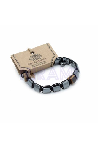 Tiger Eye Cuboids Magnetic Hematite Shamballa Bracelet