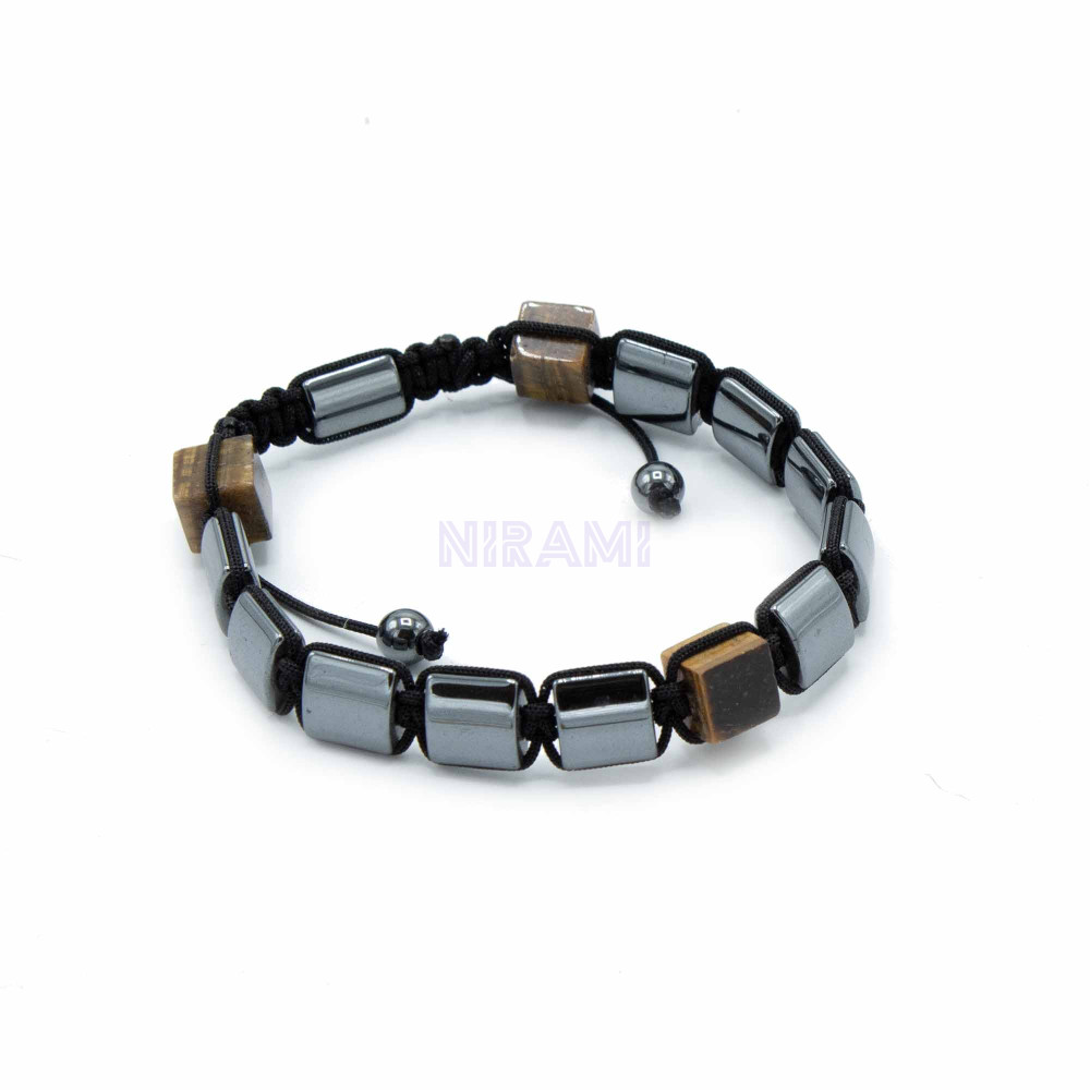Tiger Eye Cuboids Magnetic Hematite Shamballa Bracelet