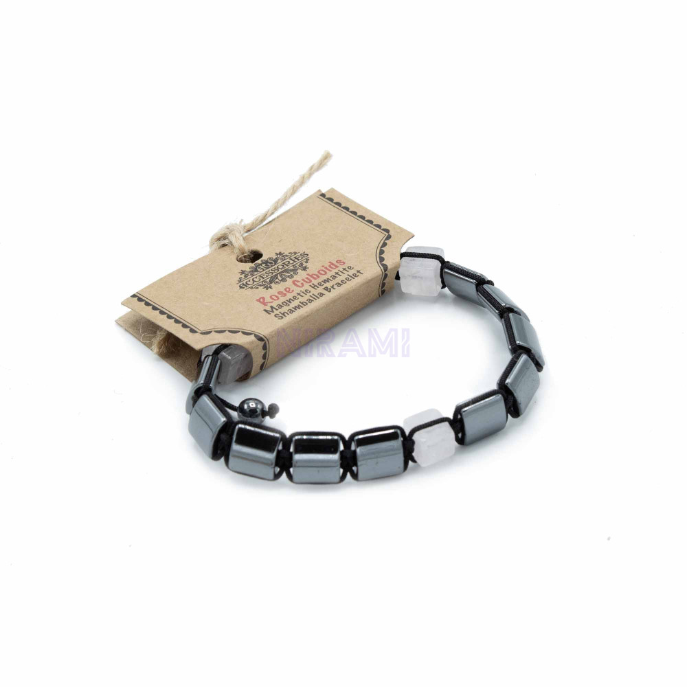Rose Cuboids Magnetic Hematite Shamballa Bracelet