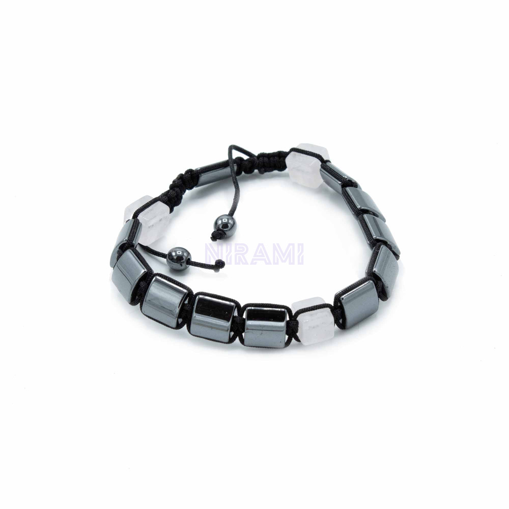 Rose Cuboids Magnetic Hematite Shamballa Bracelet