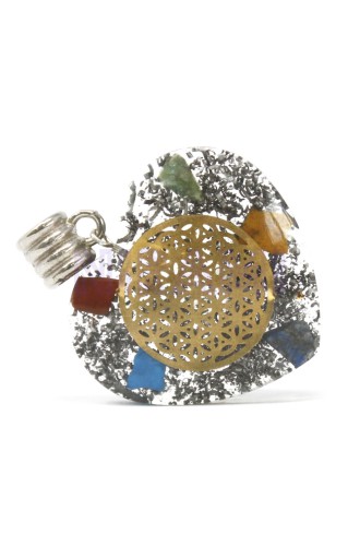 Colgante de Orgonita - Corazón de chakra de 7 piedras