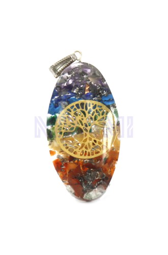 Colgante de Orgonita -Chakra de piedra ovalada con árbol