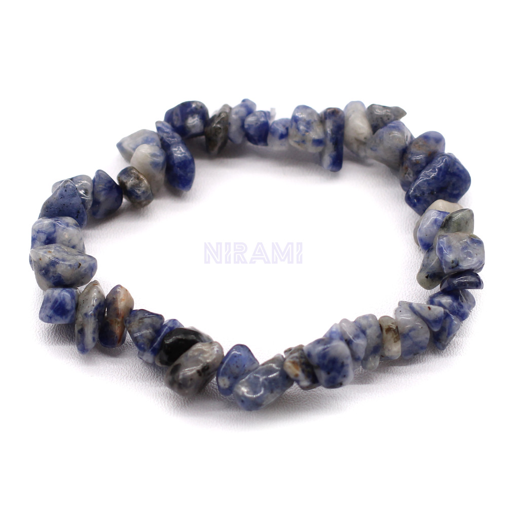 Sodalita Pulsera Fragmentos de Piedras Preciosas 