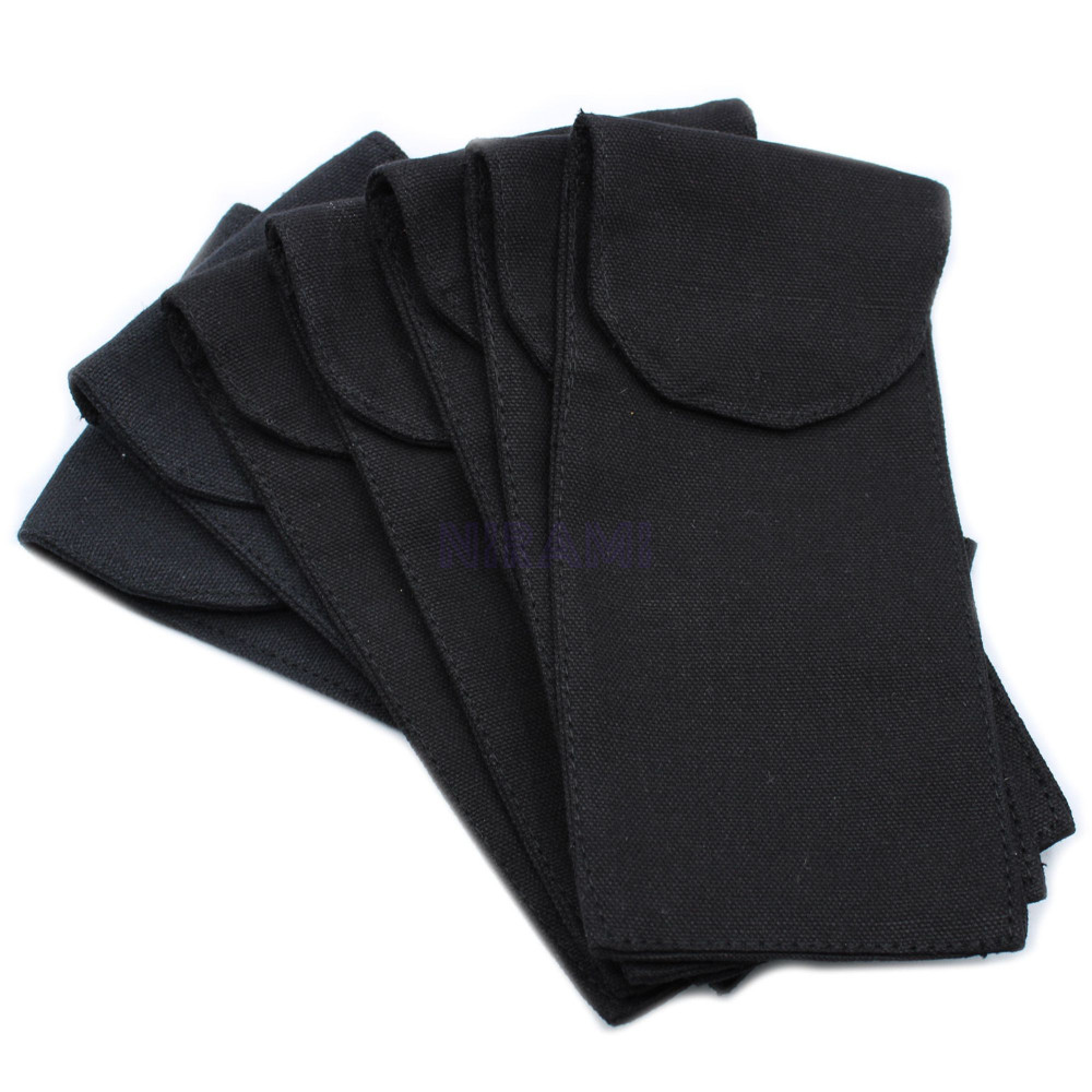 Bolsa de algodón para rodillos faciales de piedras 10oz - Negro 9x19xm