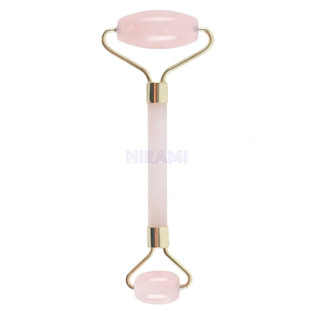 Gua Sha Rodillo Piedras Preciosas para Cara- Cuarzo rosa