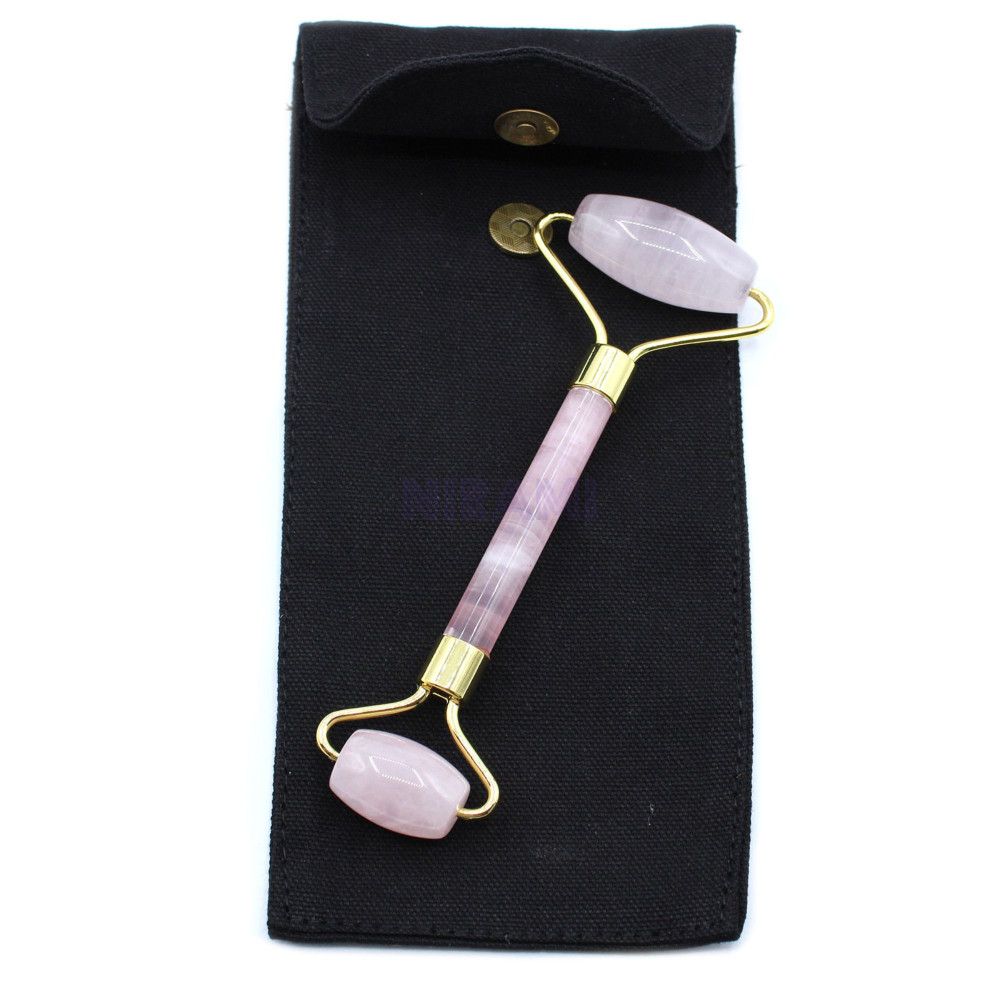 Gua Sha Rodillo Piedras Preciosas para Cara- Cuarzo rosa