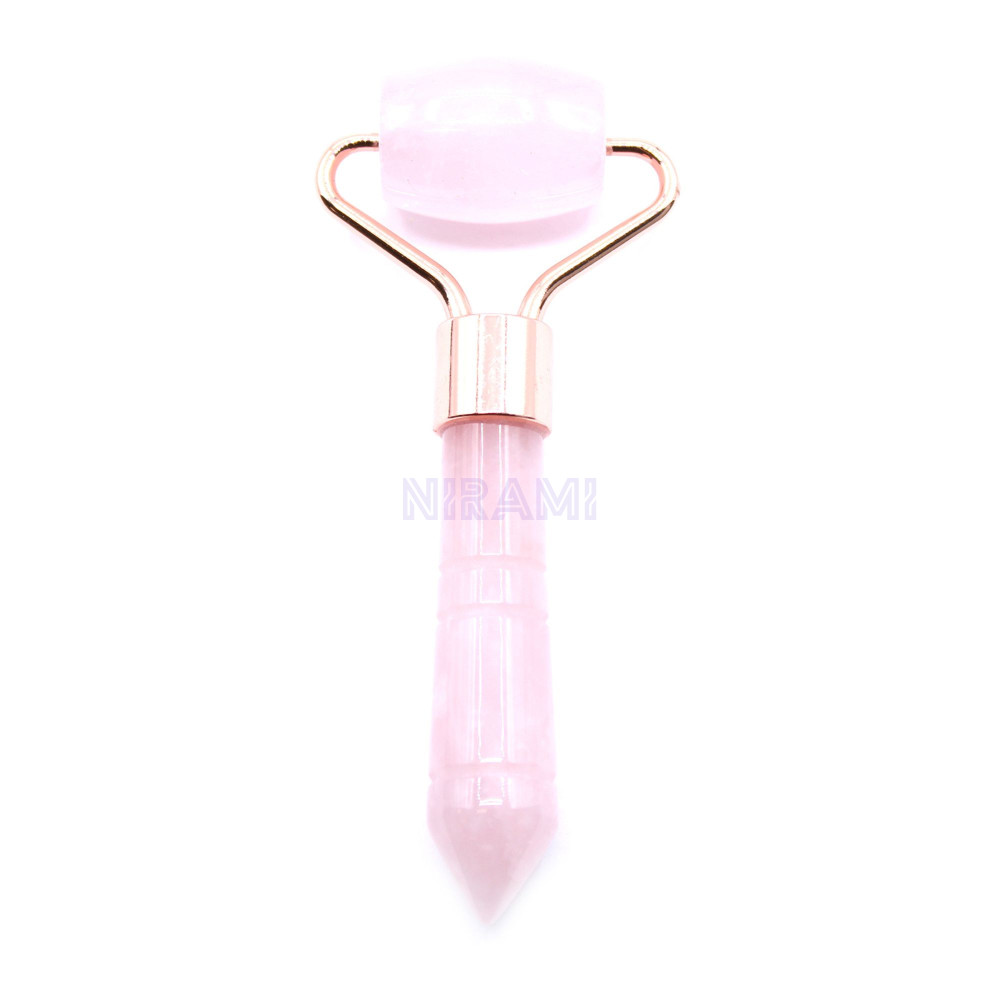 Gua Sha Mini Rodillo de Piedras Preciosas - Cuarzo rosa