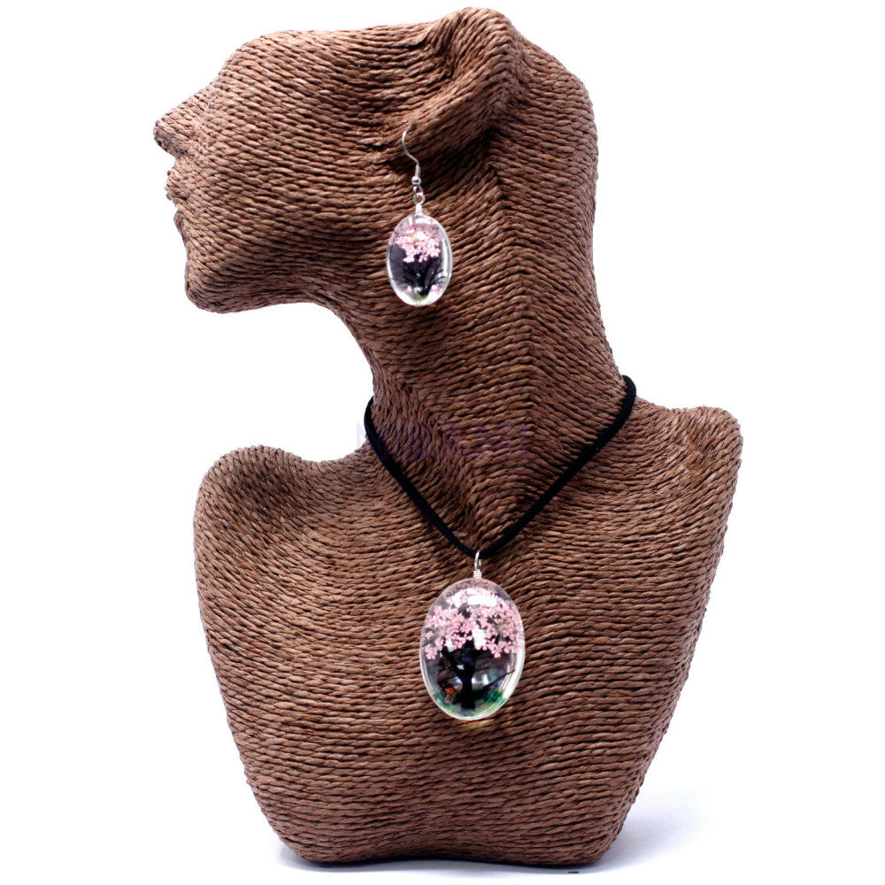 Set regalo flores prensadas joyería - Arbol De La Vida - Rosa