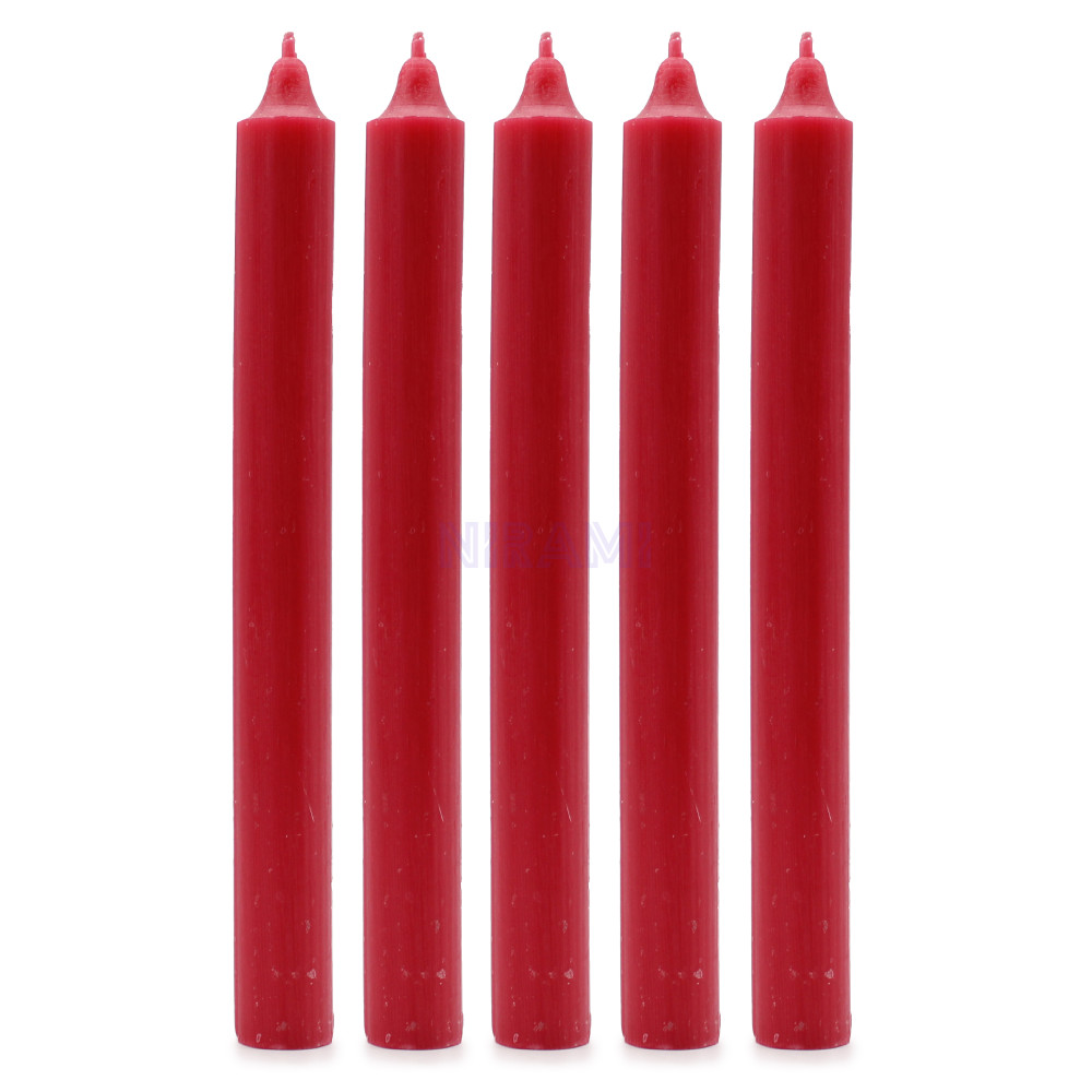 Rojo Rústico - Velas Cena Color Sólido a Granel - Paquete de 10