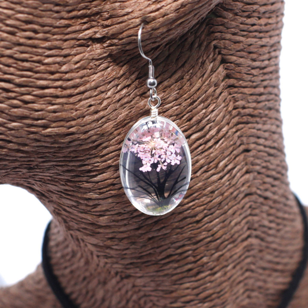 Set regalo flores prensadas joyería - Arbol De La Vida - Rosa