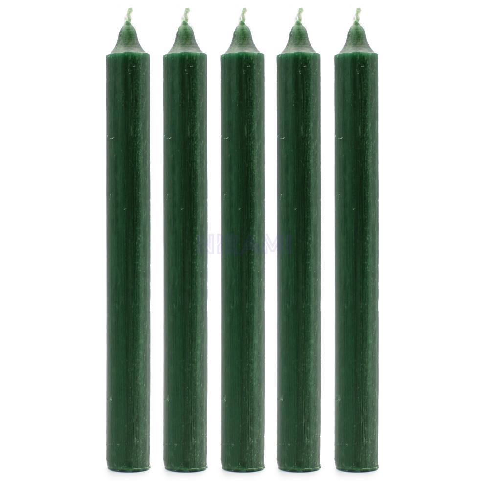 Verde Acebo Rústico - Velas a Granel de Color Sólido - Paquete de 10