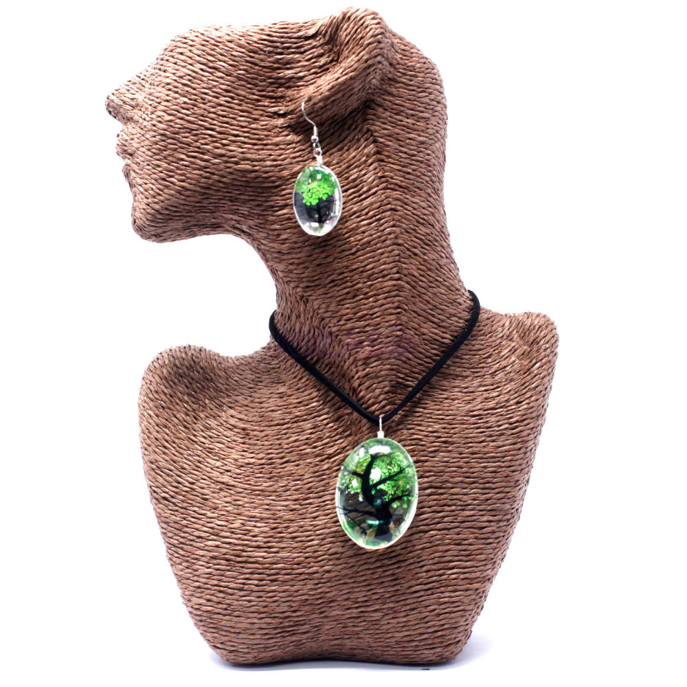 Jewelry Pressed Flowers Gift Set - Tree of Life - Green