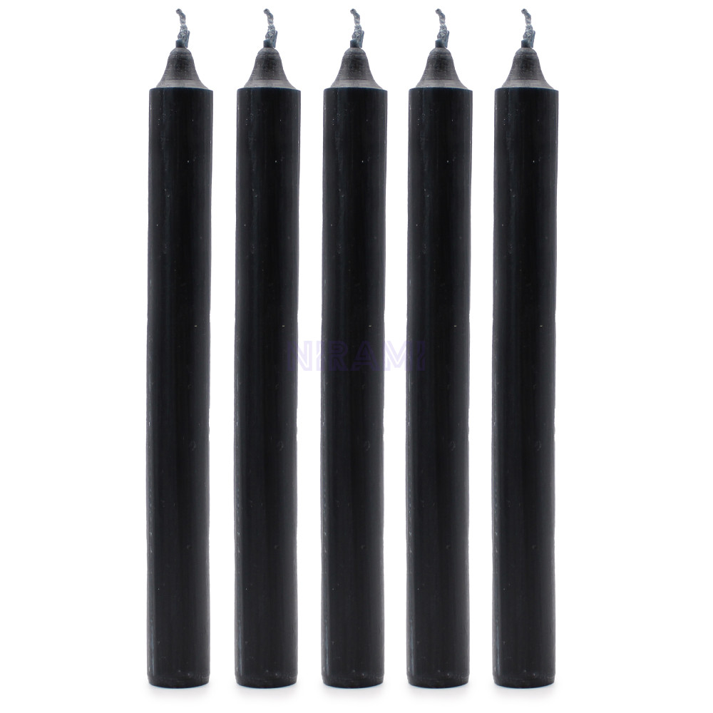 Negro Rústico - Velas a Granel de Color Sólido - Paquete de 10