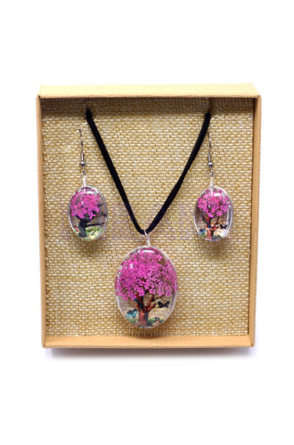 Set regalo  flores prensadas joyería - Arbol De La Vida - Rosa brilla…