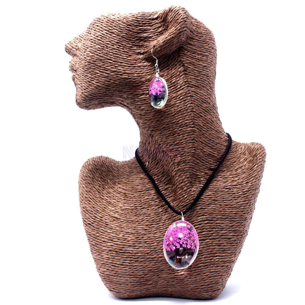 Set regalo  flores prensadas joyería - Arbol De La Vida - Rosa brillante