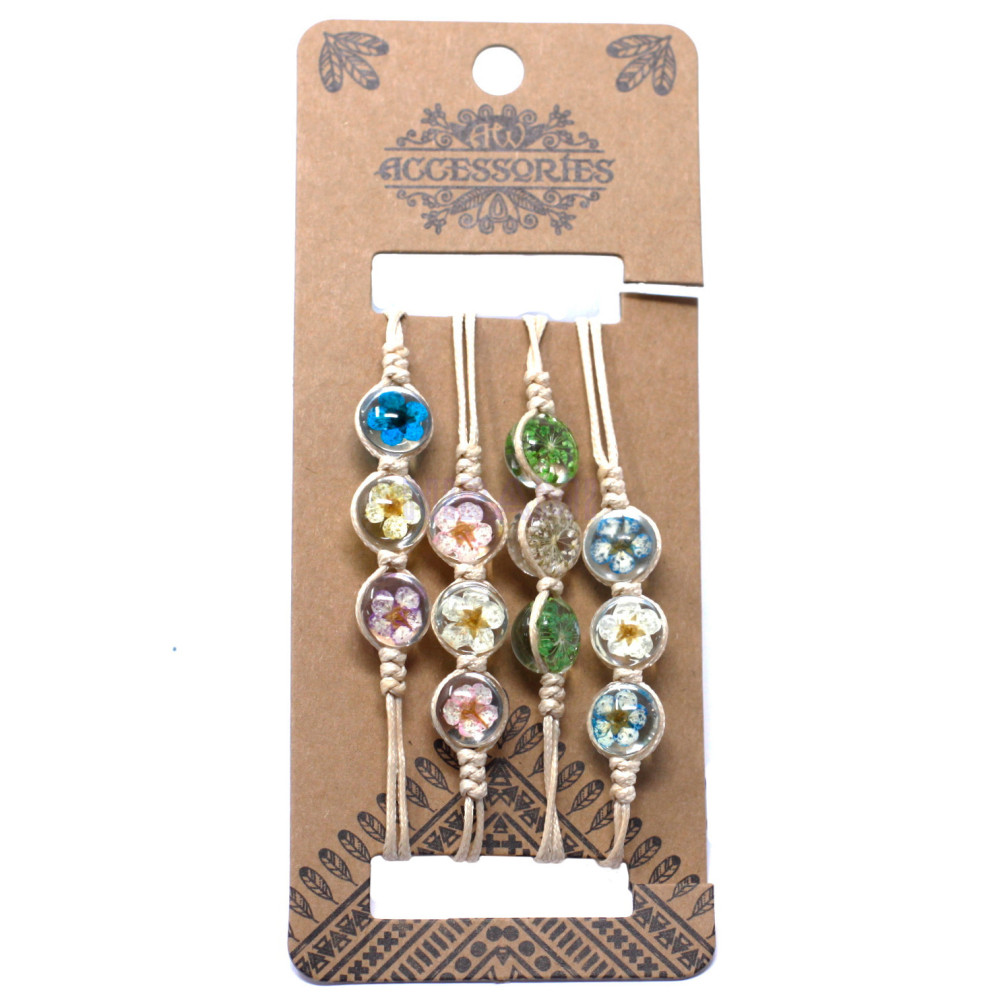 Tri-Flower Braclet Pressed Flowers 