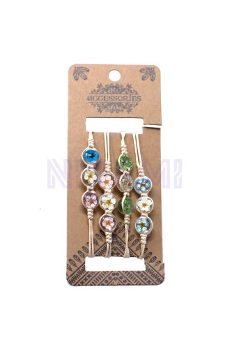 Pulsera de tres flores prensadas 